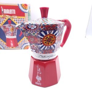 Bialetti Dolce & Gabbana Sicilian Moka Pot 6 Cup Designer Made In Italy - New